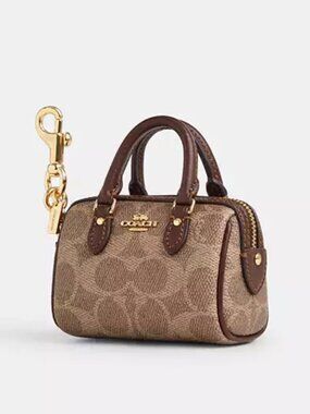 Mini Rowan Bag Charm In Signature Canvas NWOT